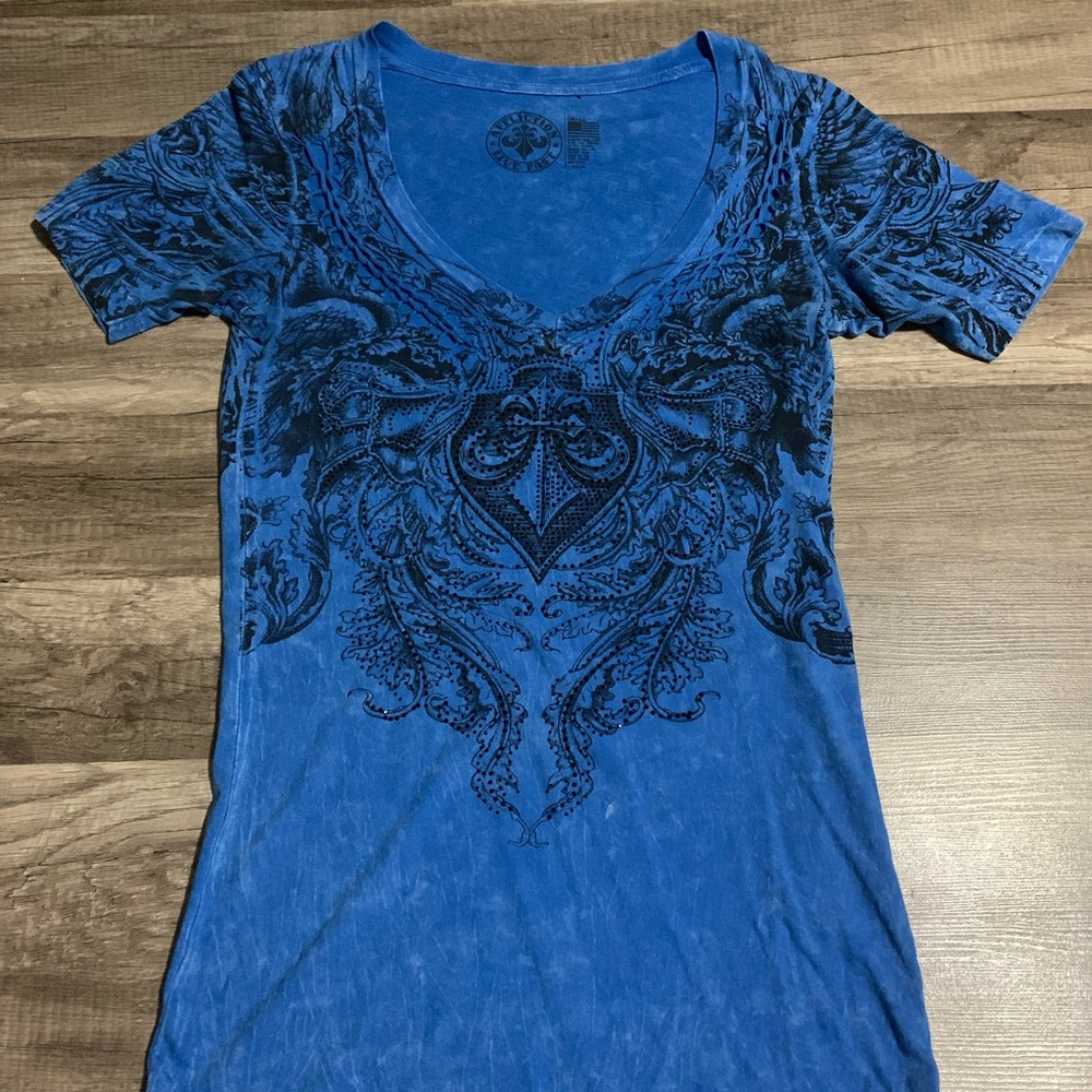 Women’s blue Affliction top size small